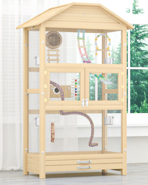 Suitable for multi-bird families Large size outdoor wooden bird cage