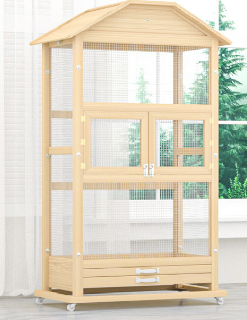 Suitable for multi-bird families Large size outdoor wooden bird cage