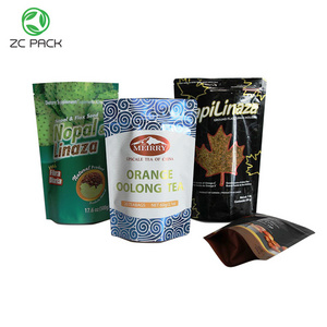 Cosmetic plastic big printed zip lock plastic packaging custom flat bottom coffee bags with transparent window