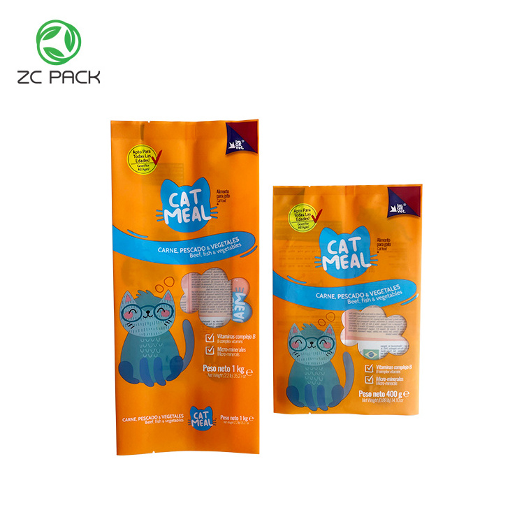 Custom reusable Eco friendly high quality PET+PE 5kg 10kg 25kg best seller cat snack pet food mid sealed bag with tear notch