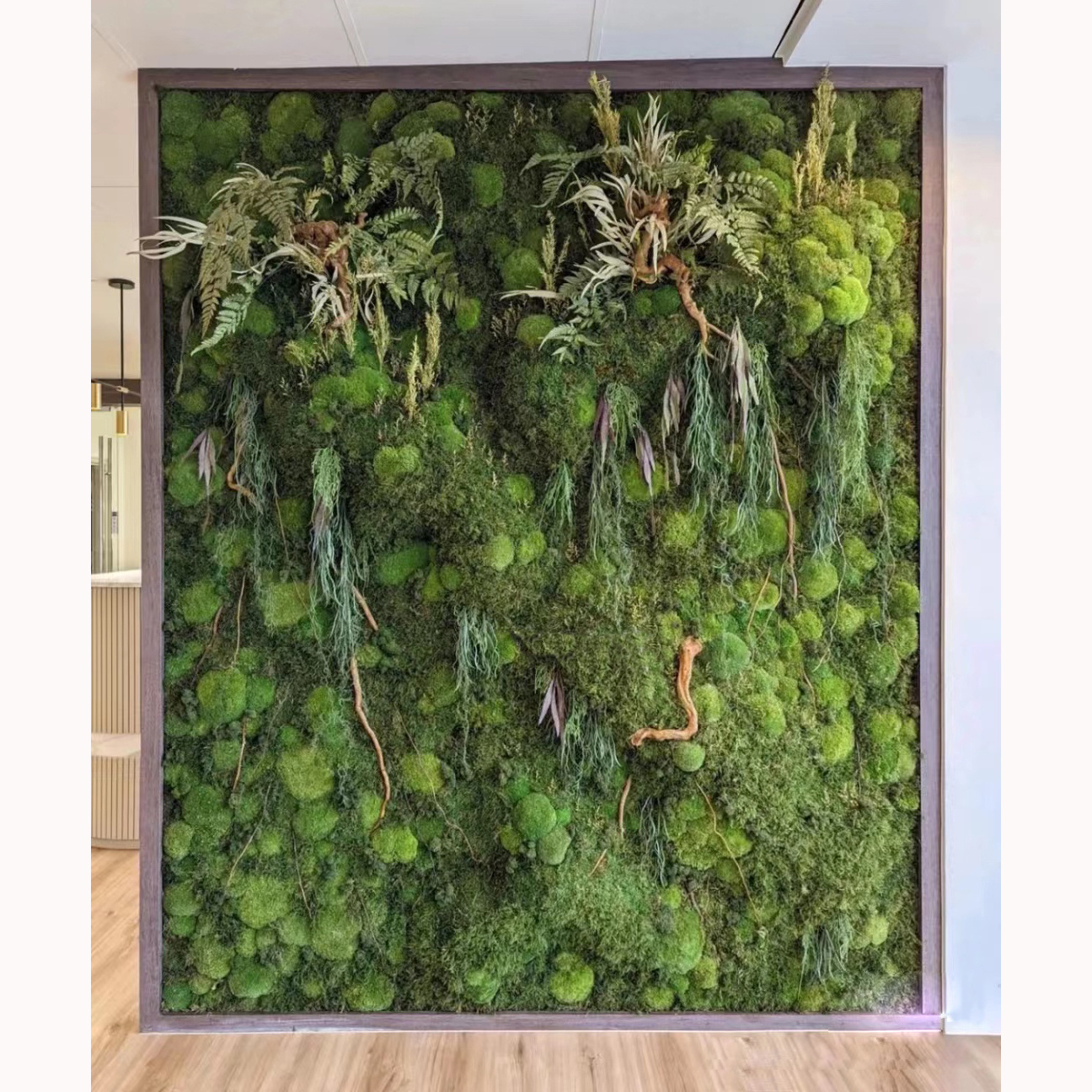 Customized finished moss decorations real natural moss wall art frame wall moss panel for home office decor