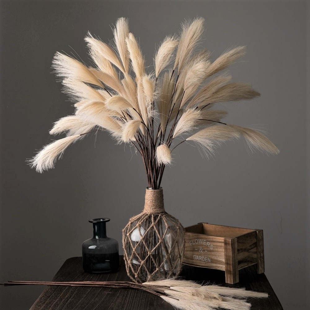 Faux Pampas Grass Large Tall Fluffy Artificial Fake Flower Boho Decor Bulrush Reed Grass for Vase Filler Farmhouse Home Wedding