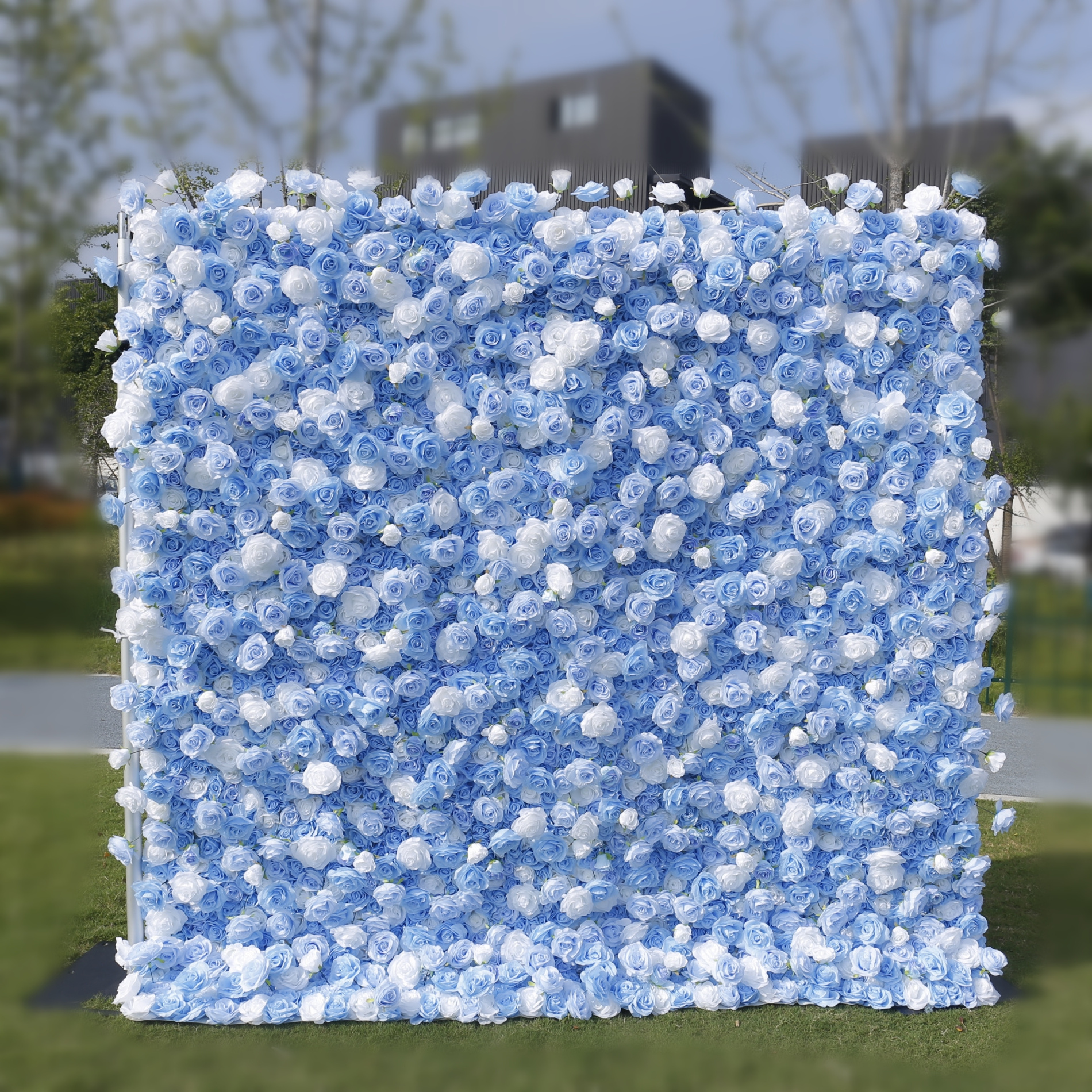 Silk 8x8 Dusty Royal Blue Hydrangea Flowers Floral Fake Rose Backdrops Events Flower Wall Backdrop Decorations for Wedding