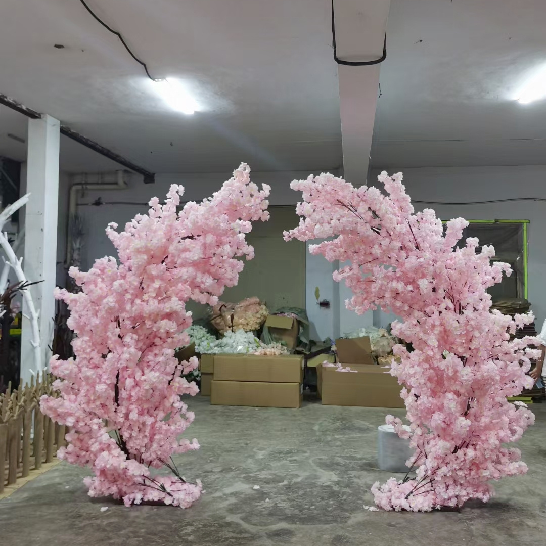 Silk White Pink 2.5m Cherry Blossom Wedding Decorator Fake Flowers Artificial Tree Backdrop Arch for Wedding Party Decor