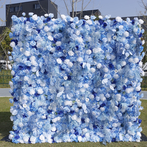 Silk 8x8 Dusty Royal Blue Hydrangea Flowers Floral Fake Rose Backdrops Events Flower Wall Backdrop Decorations for Wedding