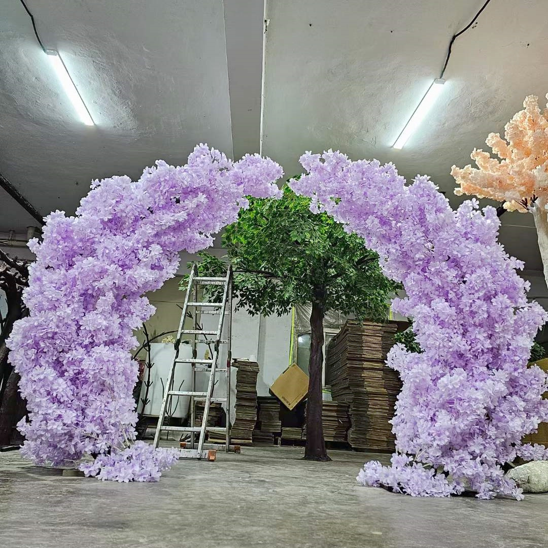 Silk White Pink 2.5m Cherry Blossom Wedding Decorator Fake Flowers Artificial Tree Backdrop Arch for Wedding Party Decor