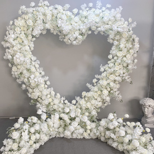 Event Planning Supplies Red White Rose Fake Babys Breath Centerpiece Heart Flower Shaped Wedding Arch Backdrop Stand for Church