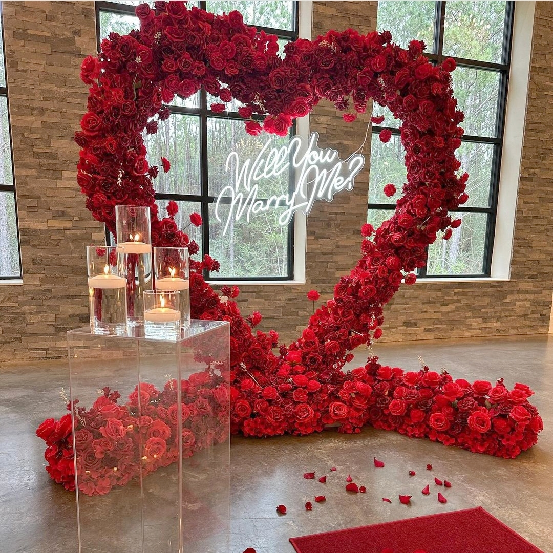 Proposal Engagement Decoration Red Roses Centerpieces Heart Shape Flower Arch for Wedding Decor Different Types to Customize