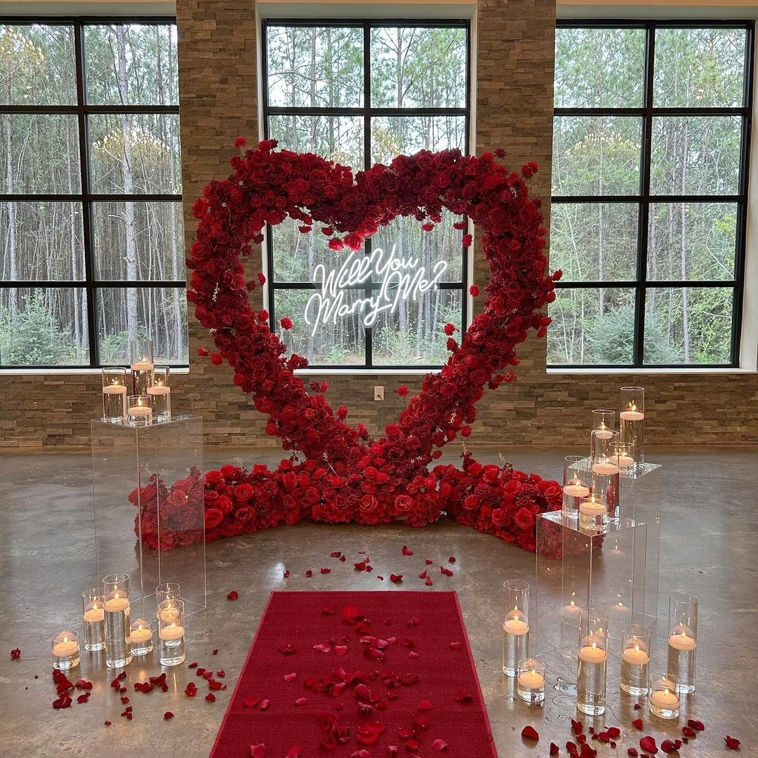 Proposal Engagement Decoration Red Roses Centerpieces Heart Shape Flower Arch for Wedding Decor Different Types to Customize