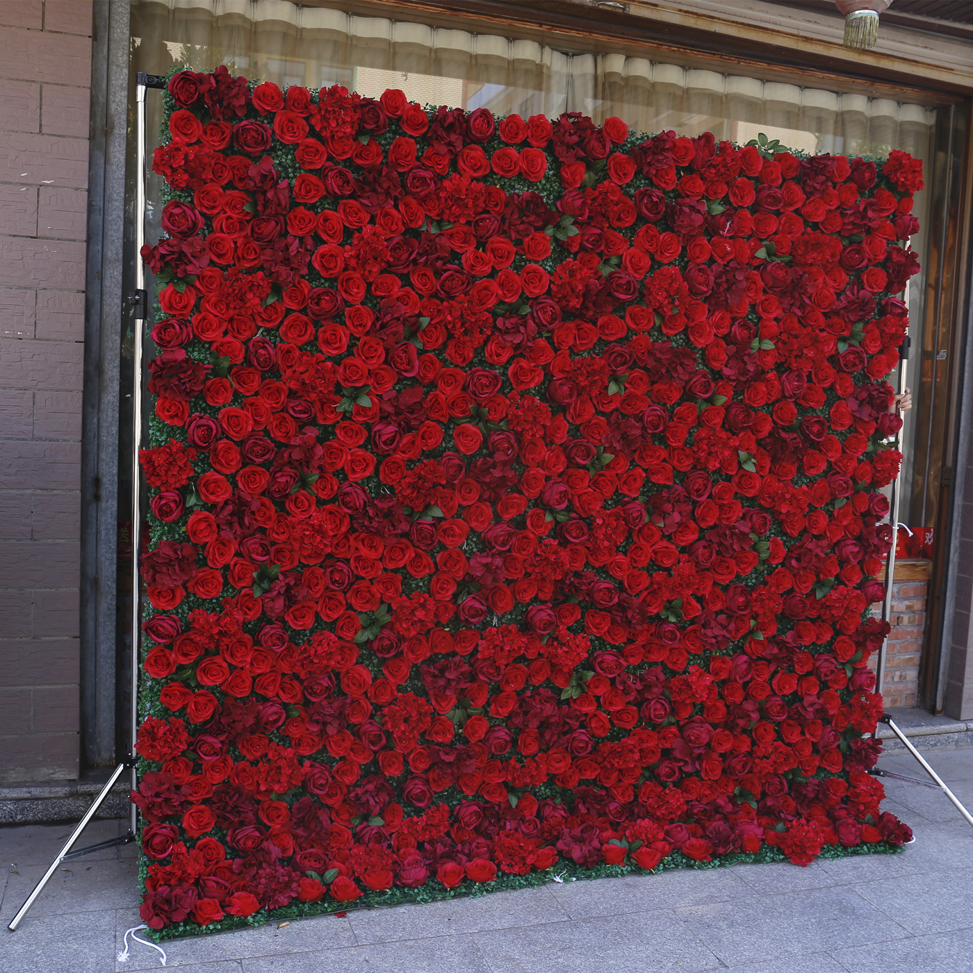 Hot Sale Red Party Decorations Supplies Artificial Rose Backgrounds Flower Wall Backdrop Event Wedding Decor