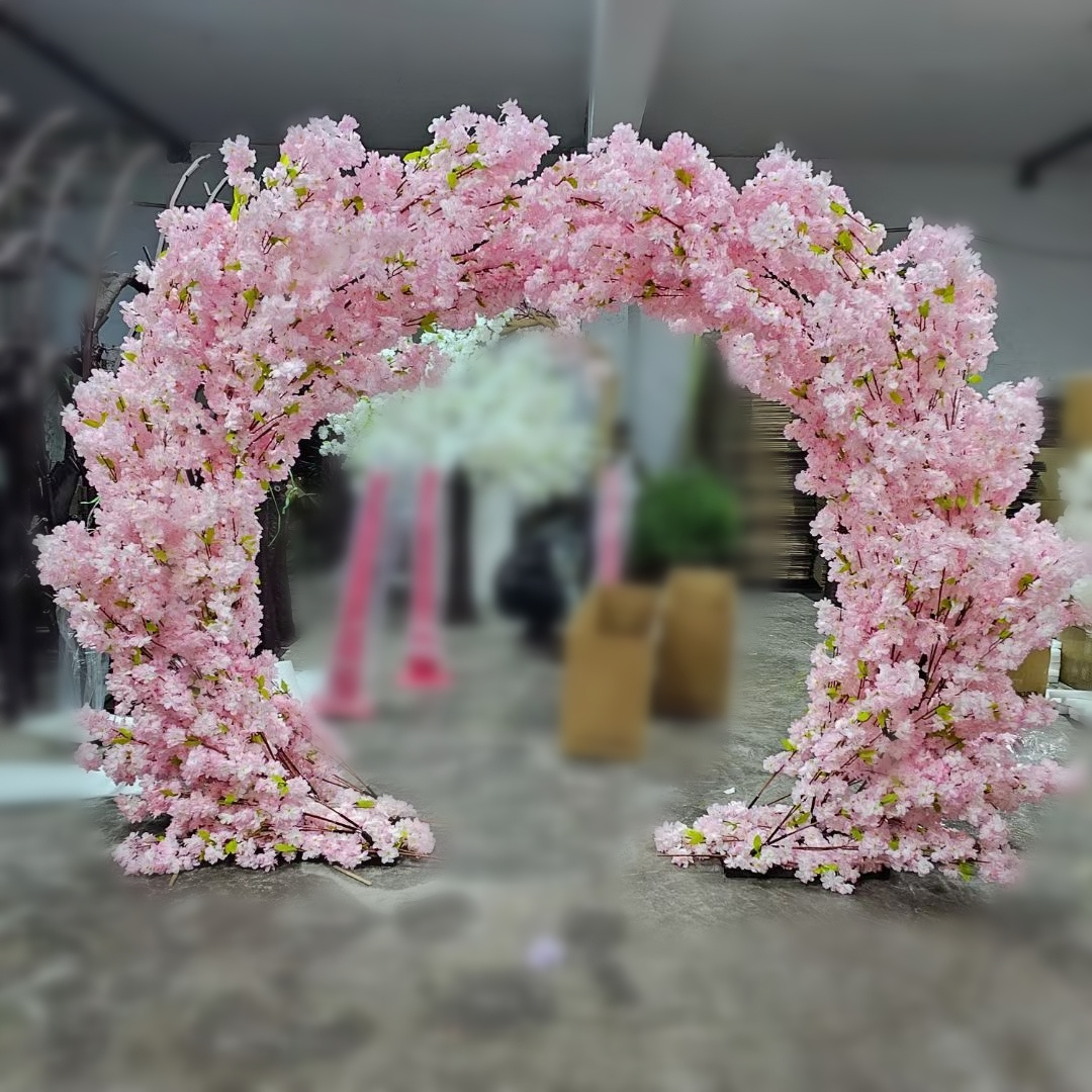 Silk White Pink 2.5m Cherry Blossom Wedding Decorator Fake Flowers Artificial Tree Backdrop Arch for Wedding Party Decor