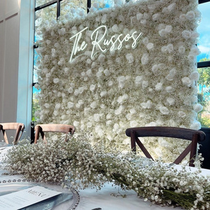 Wedding Flowers Decorations Stage White Fake Babys Breath Background Artificial Flowers Rose Wall Backdrops for Wedding Events