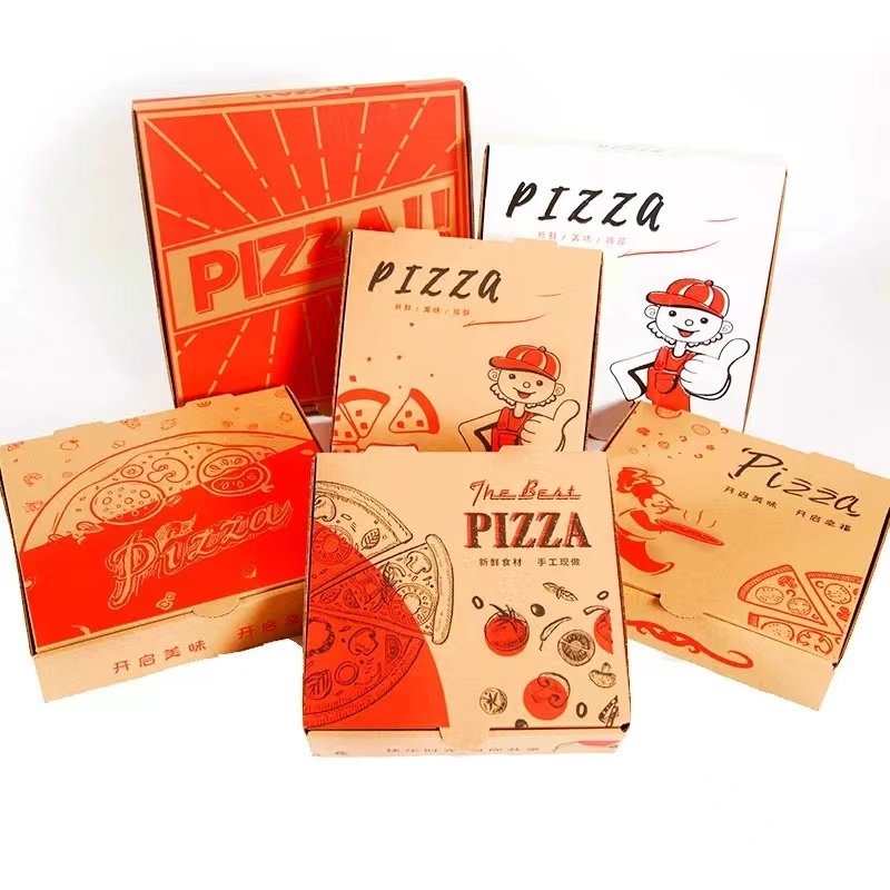 Various Sizes Custom Cheap Pizza Box With Logo Corrugated  Wholesale Box For Pizza black pizza box