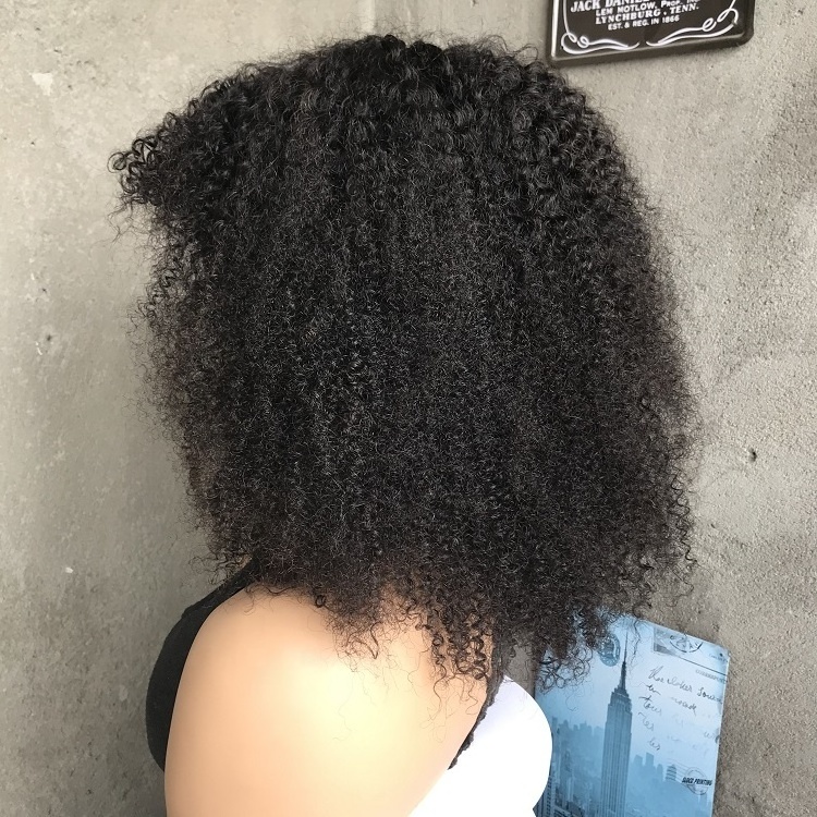 High Density Afro Kinky Curly Bob Wigs With Bangs Full Machine Made Human Hair Wig Raw Brazilian Human Hair Wigs For Black Women