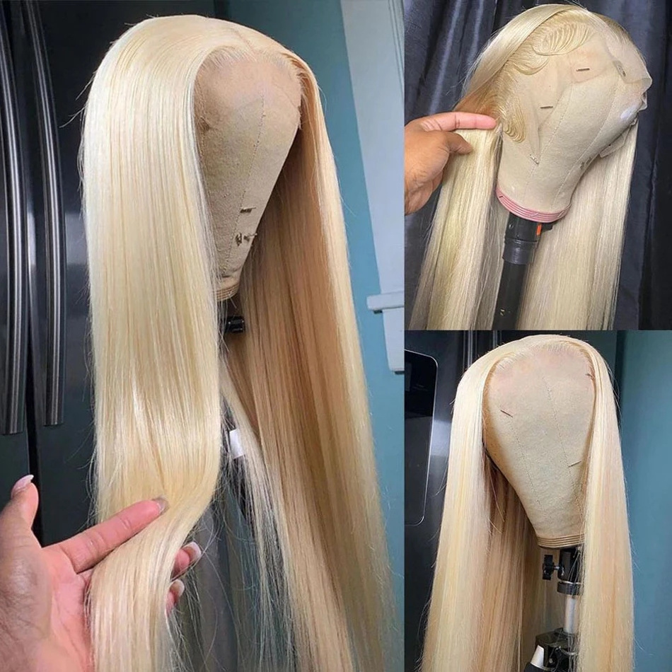 13x4 Human Hair Lace Frontal Wigs for Women Brazilian 613 Blonde Straight Lace Front Wig Hd Full Lace Closure Wigs Pre Plucked