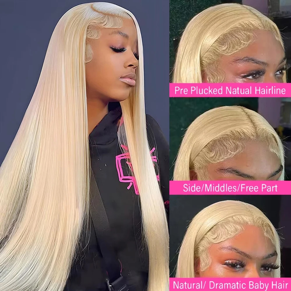 13x4 Human Hair Lace Frontal Wigs for Women Brazilian 613 Blonde Straight Lace Front Wig Hd Full Lace Closure Wigs Pre Plucked