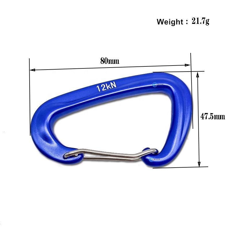 12KN Aviation Aluminum Alloy D Shape Hammock Wire Hook Climbing Carabiner Safety Metal Snap Hook