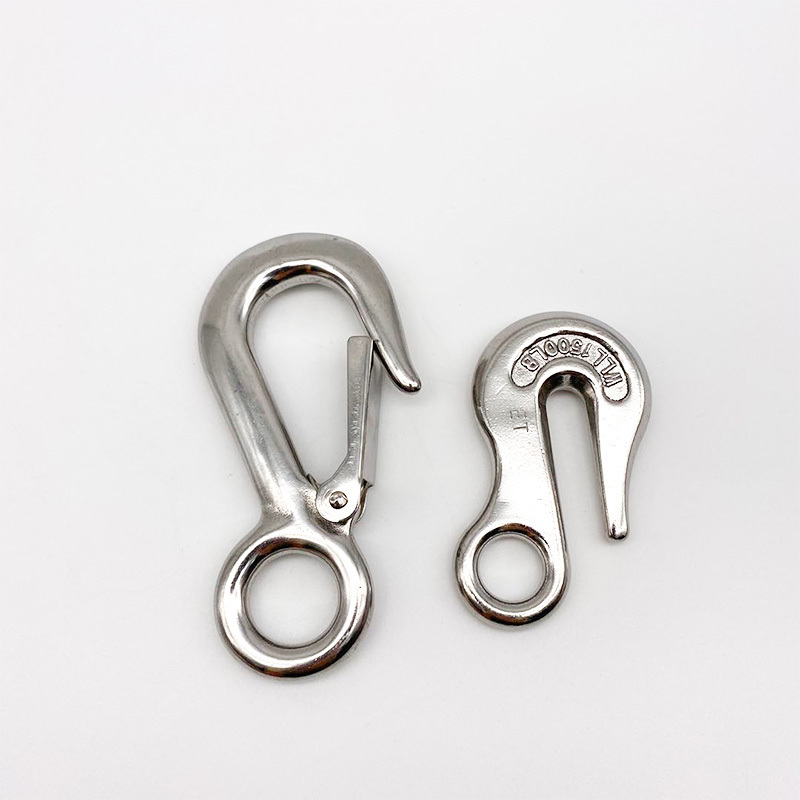 High Quality Stainless Steel 304/316 Large Eye Hook With Latch Safety Latch Crane Slip Hook