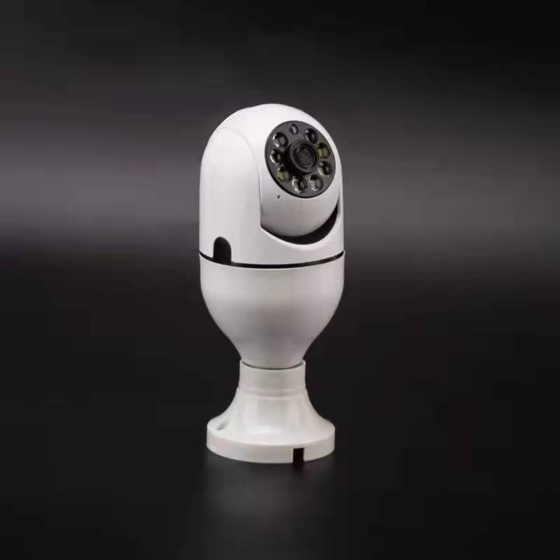 Qearim 360 degree tracking wifi motion activated security light camera mini ceiling mount ip camera E27 bulb camera