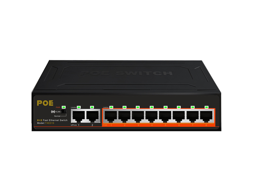 48V gigabit ethernet switch 10/100M PoE+2Port Uplink Ethernet Switch for IP Camera