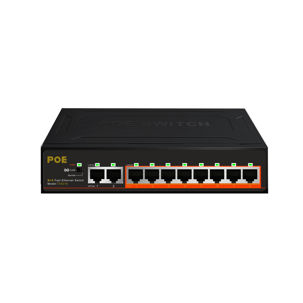 48V gigabit ethernet switch 10/100M PoE+2Port Uplink Ethernet Switch for IP Camera