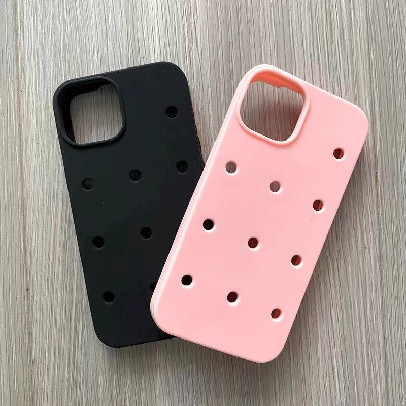 Hole Shell DIY Phone Case Soft Silicone Cell Phone Case with Holes for iPhone 15 14 Pro Max 13 12 11 Funny Shoe Case Summer 2023