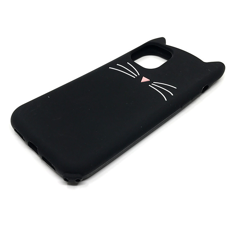 3D Cartoon Silicone Cute Cat Phone Case for iPhone Case Funny Phone Cover Cat Ears for iPhone 3D Cat Back Cover