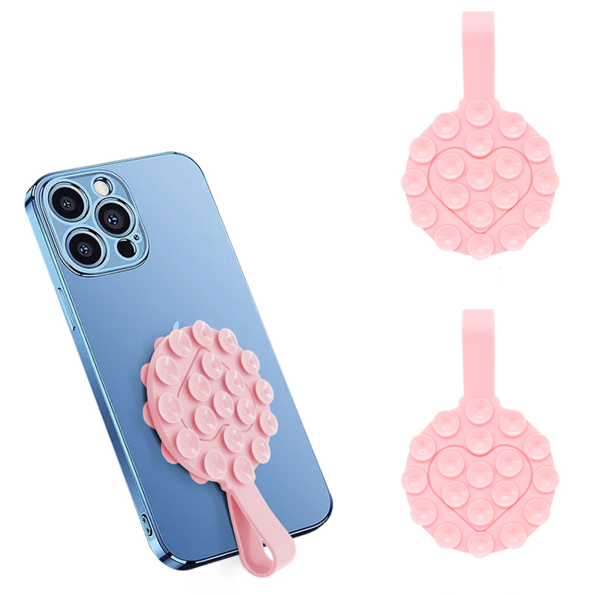 Wholesales Hot Sale Silicone Suction Phone Case Love Heart Silicone Suction Pad for Phone Suction Cup Phone Holder for iPhone