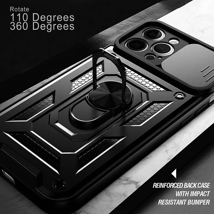 For iPhone 11 12 13 14 Pro Max Back Cover Protection Case Sliding Camera 2 in 1 Car Mount Ring Magnetic for iPhone 15 Pro Case