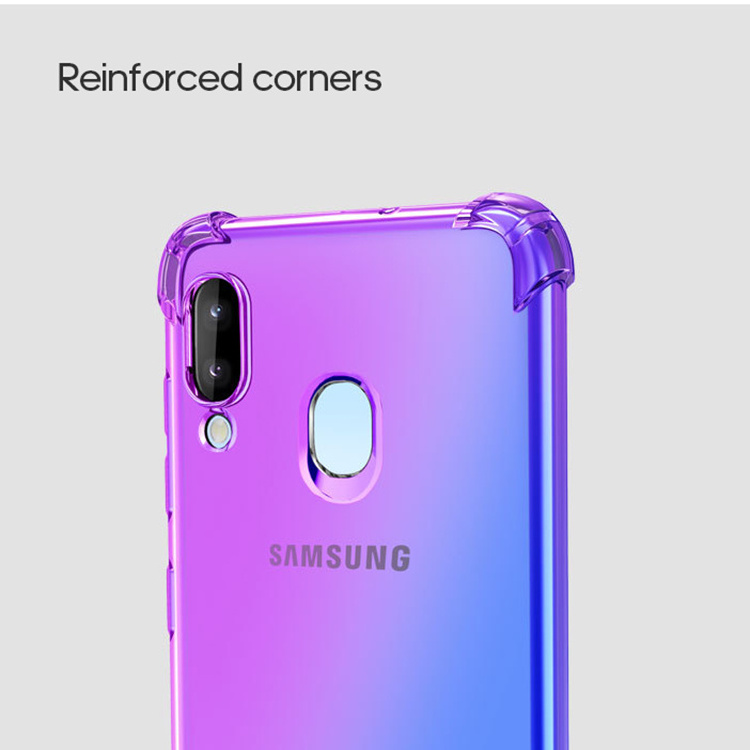 for Samsung A10 A20 A30 Shockproof Slim Grip Gradient Color Change Coque Back Phone Case for Samsung Galaxy A40 Case Cover