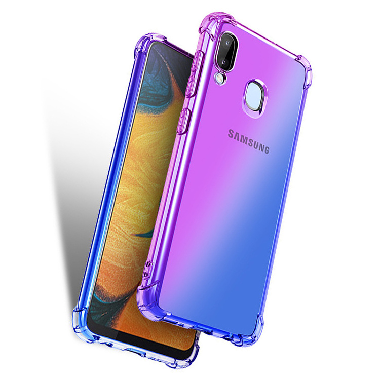 for Samsung A10 A20 A30 Shockproof Slim Grip Gradient Color Change Coque Back Phone Case for Samsung Galaxy A40 Case Cover