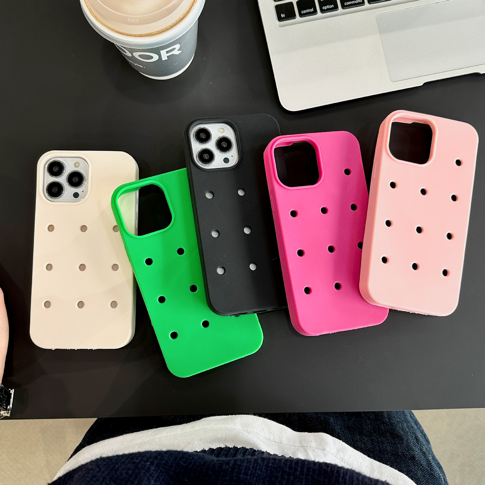 Hole Shell DIY Phone Case Soft Silicone Cell Phone Case with Holes for iPhone 15 14 Pro Max 13 12 11 Funny Shoe Case Summer 2023