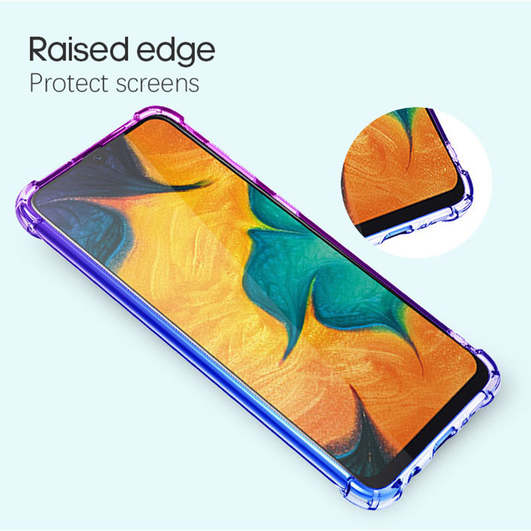 for Samsung A10 A20 A30 Shockproof Slim Grip Gradient Color Change Coque Back Phone Case for Samsung Galaxy A40 Case Cover