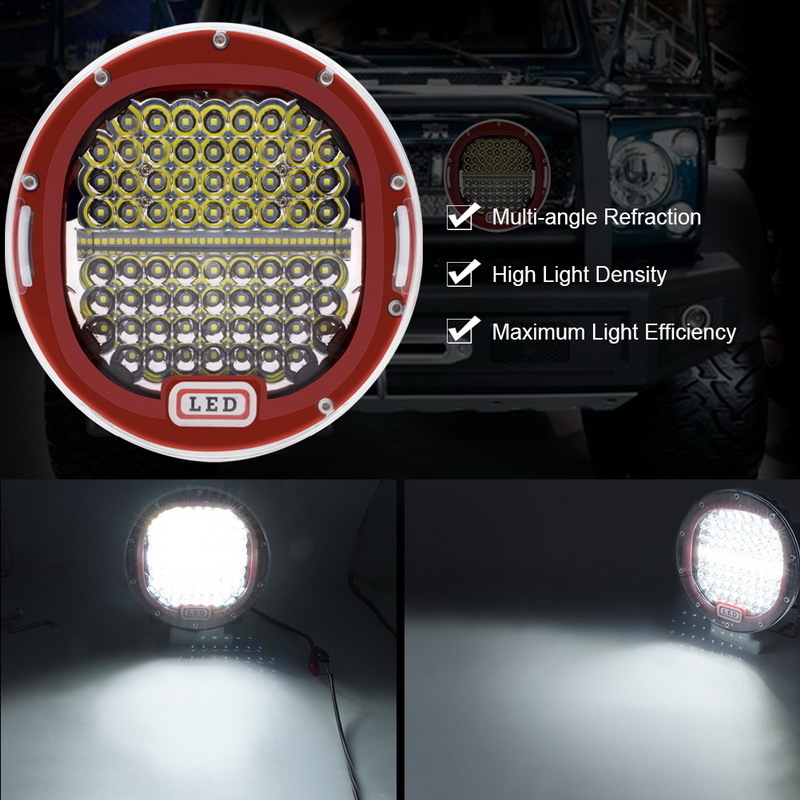 QEEDON 7/9  inch Flood 1 LED Headlight  300W Work  touch lumina Spot Beam Round Offroad Driving Light