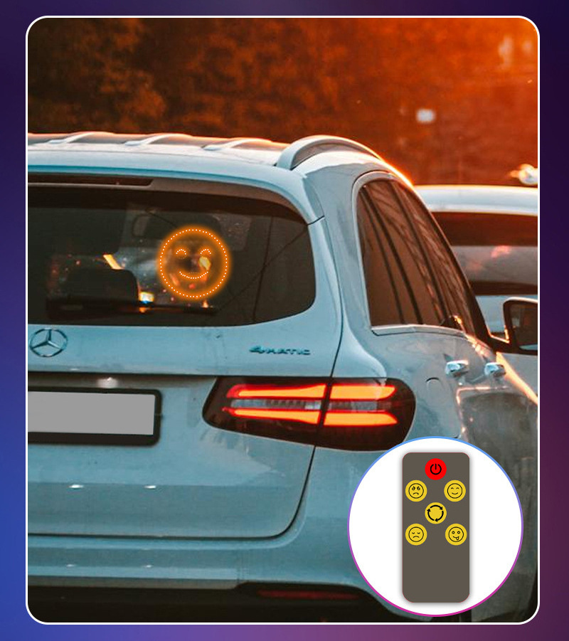 Car LED fun expression rear end collision prevention warning light Car gesture lights can switch modes, smiley light