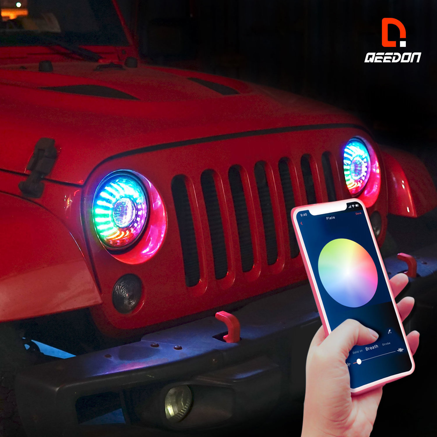 Free shipping 20% OFF Car lights Hi/Lo Beam with Halo Ring Angel Eyes for jeep jk headlights 7 inch led headlights