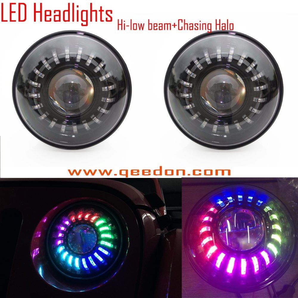 Free shipping 20% OFF Car lights Hi/Lo Beam with Halo Ring Angel Eyes for jeep jk headlights 7 inch led headlights