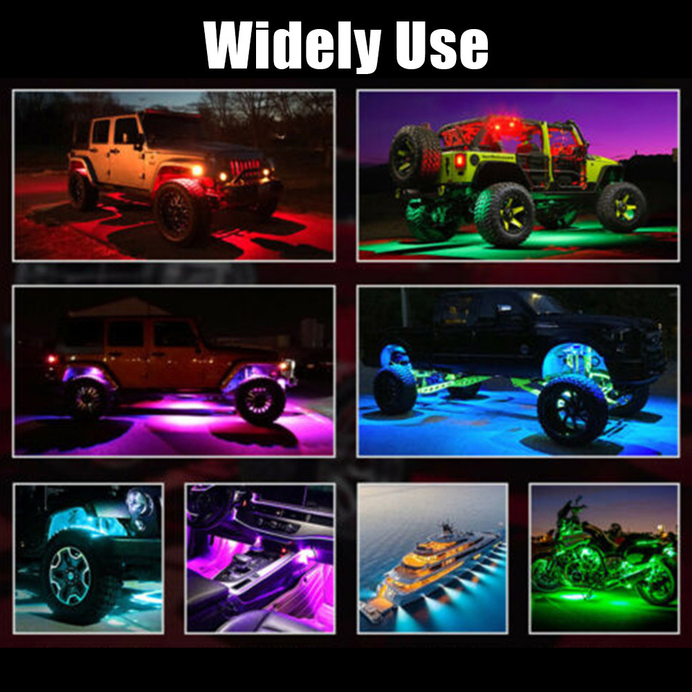 LEEPEE Multicolor RGB Rock Music Lights Car Accessories  App Control 8/10 Pods LED Underbody Neon Atmosphere Lamps