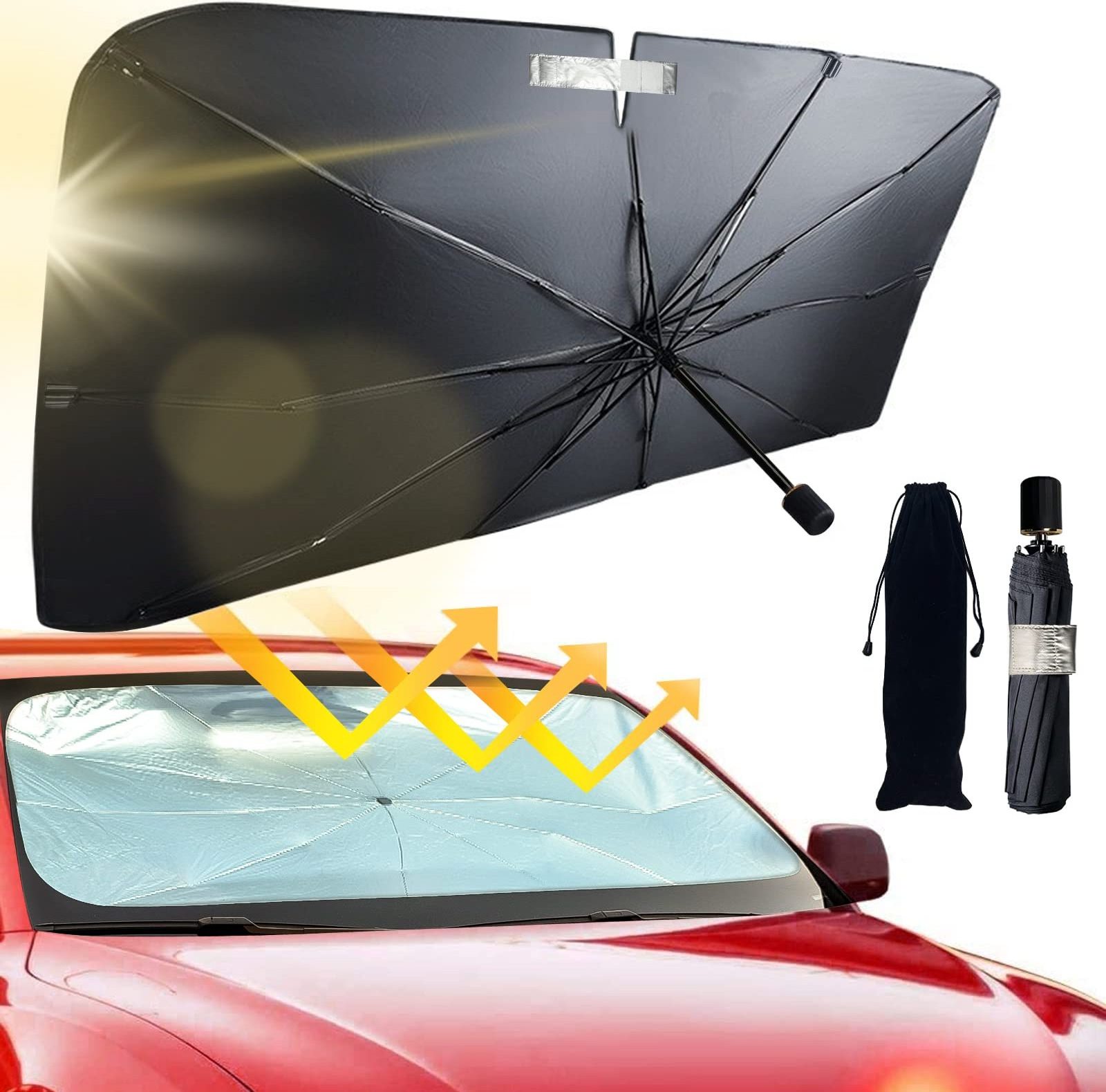 Custom Car Windshield Sun Shade Umbrella - Foldable Car Umbrella Sunshade Cover UV Block Car Front Window