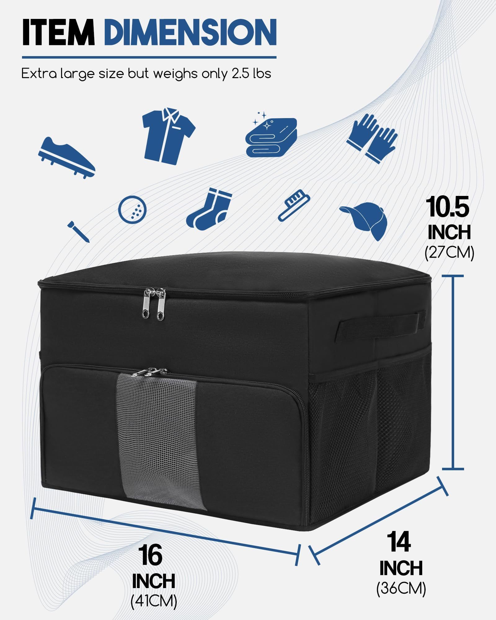 Factory Custom Golf Trunk Organizer for Car Large Golf Shoe Bag with Air Vent,Foldable Golf Bag Storage Box