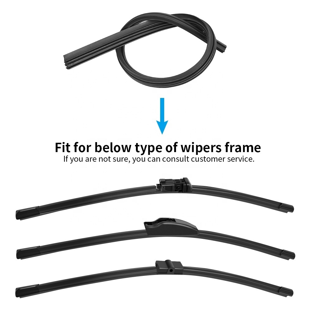 Universal AAA-Grade Auto Vehicle Insert Soft Rubber Strip Refill For Frameless Wiper Blades 6mm 14