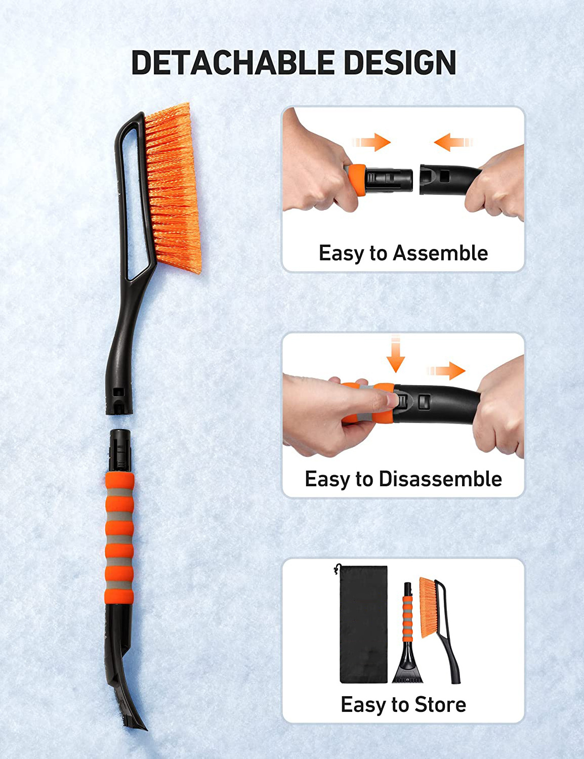 Wholesale Auto Winter Cleaning Snow Sweeper Remover Shovel Brush with Ice Scraper for Car