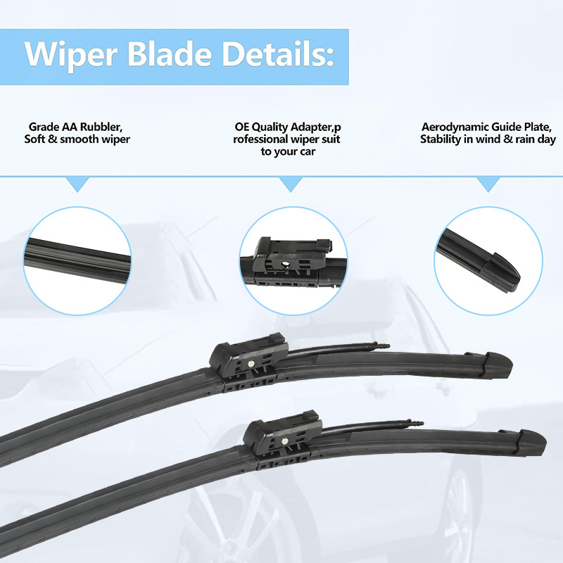 Wholesale Car Auto Parts Intelligent Water Spraying Silicone Rubber Frameless Soft Glass Window Cleaning Wiper Blades For Tesla