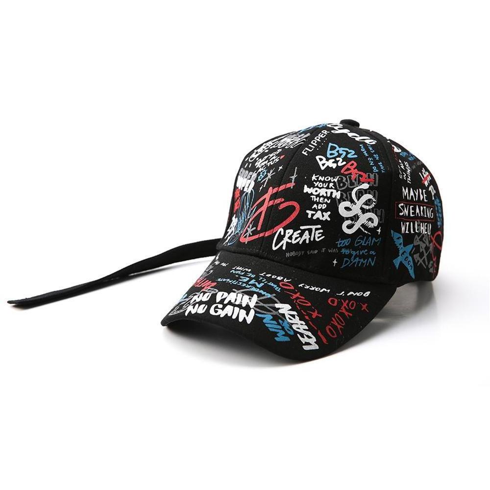 2019 New Women Men Hats Adjustable Black White Color Printing Graffiti All-matching Baseball Cap For Male Female