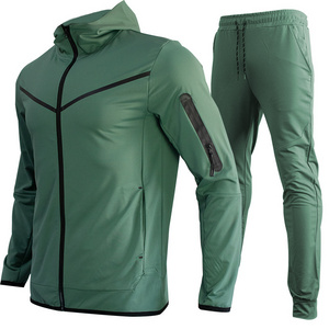 Custom High Quality Zipper Sweatsuit Jogging Track Jacket Set Polyester Nylon Tech Fleece Mens Tracksuit