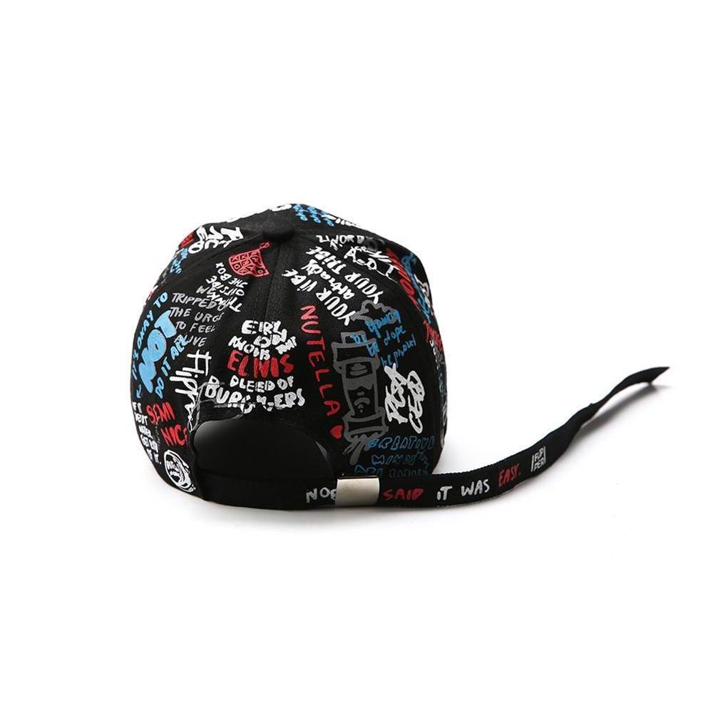 2019 New Women Men Hats Adjustable Black White Color Printing Graffiti All-matching Baseball Cap For Male Female