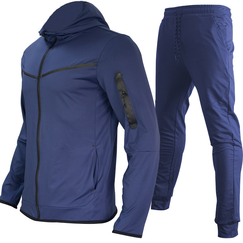 Custom High Quality Zipper Sweatsuit Jogging Track Jacket Set Polyester Nylon Tech Fleece Mens Tracksuit