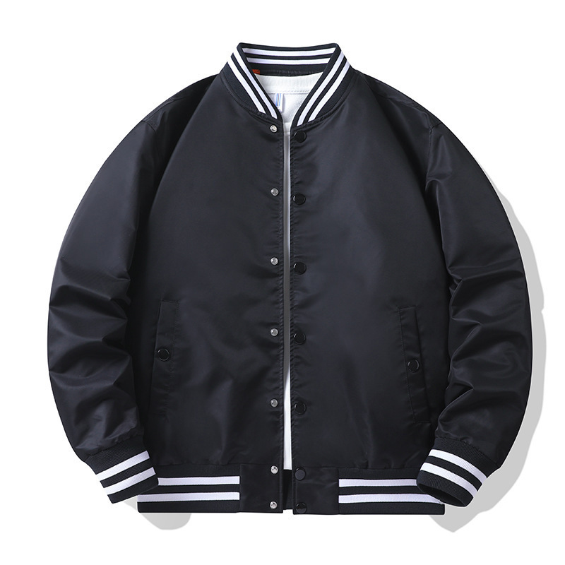 Wholesale Custom Bomber Jacket Solid Color Men's Baseball Jackets