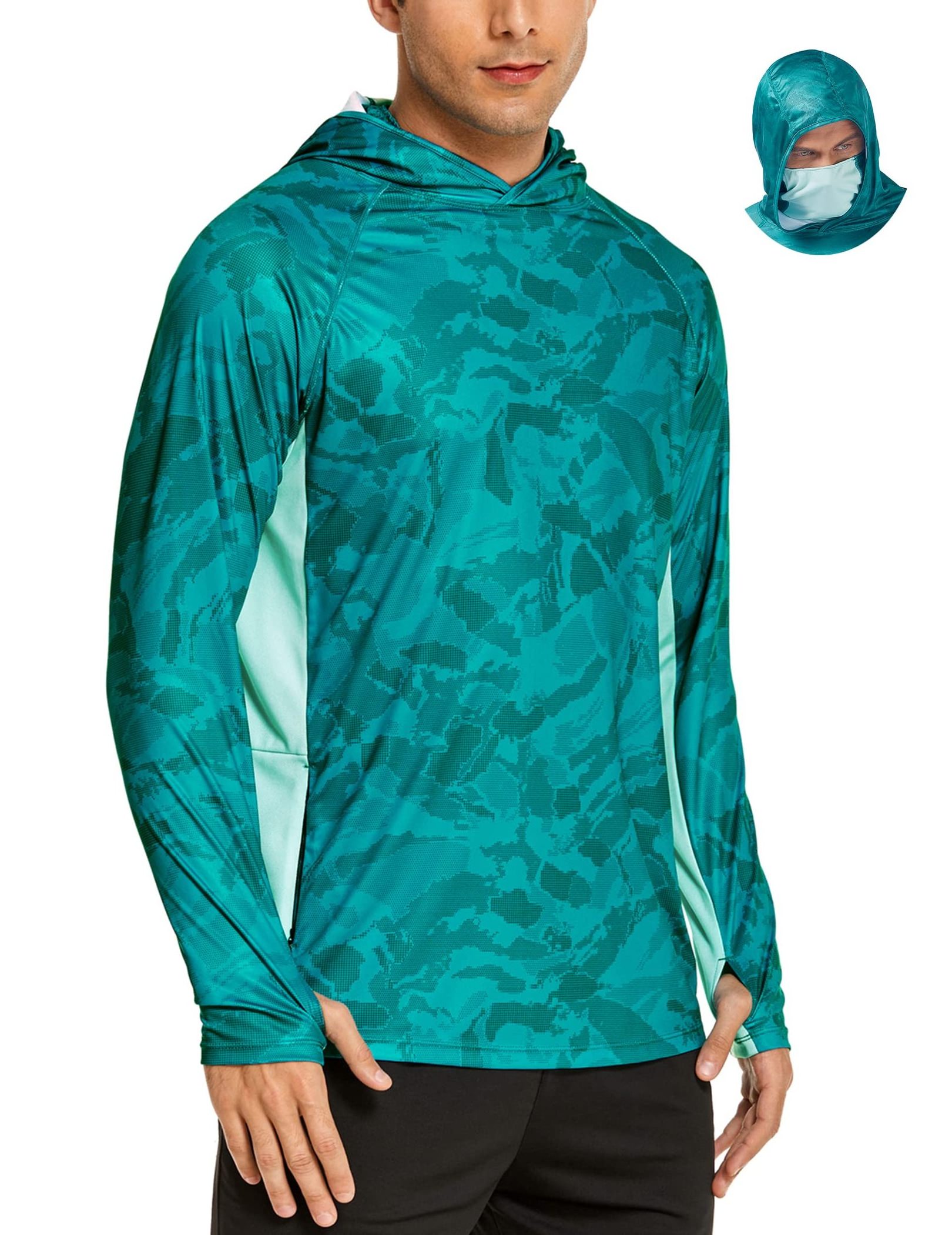 Hot Selling Wholesale Sublimated Sun Protection Long Sleeve Hooded Fishing Shirts