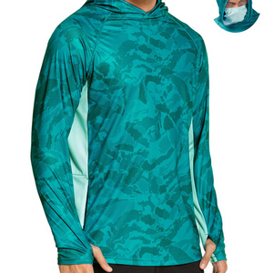 Hot Selling Wholesale Sublimated Sun Protection Long Sleeve Hooded Fishing Shirts